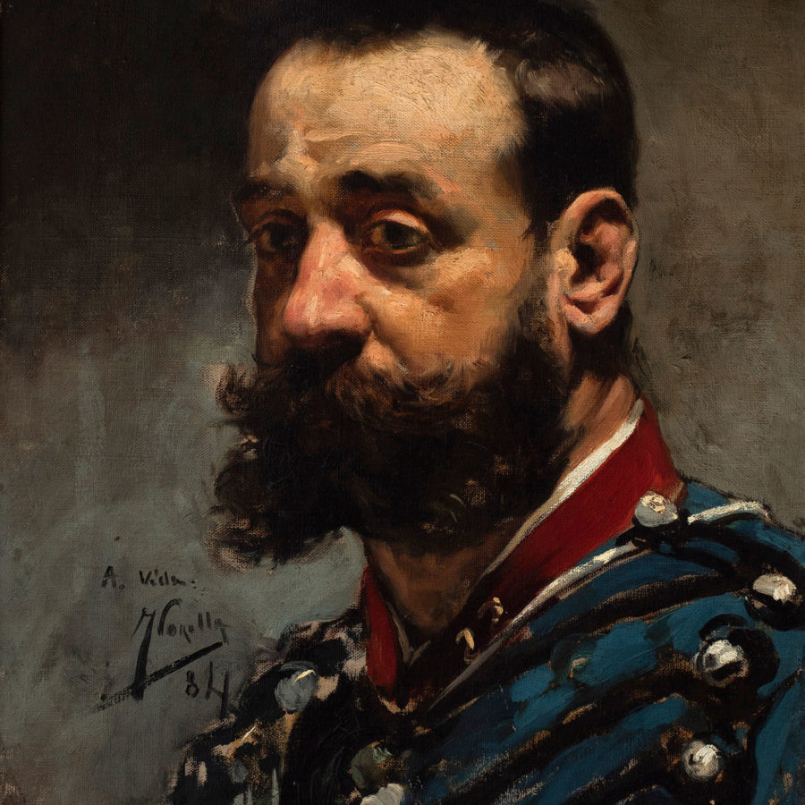 Lote:35130558. JOAQUÍN SOROLLA Y BASTIDA (Valencia, 1863 – Cercedilla, Madrid, 1923).
"Retrato de caballero con uniforme", 1884.